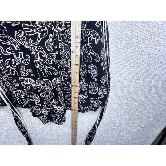 Maeve Anthropologie Dress Black Beige Elephant Print Sleeveless Tie Waist Boho - Picture 9 of 12